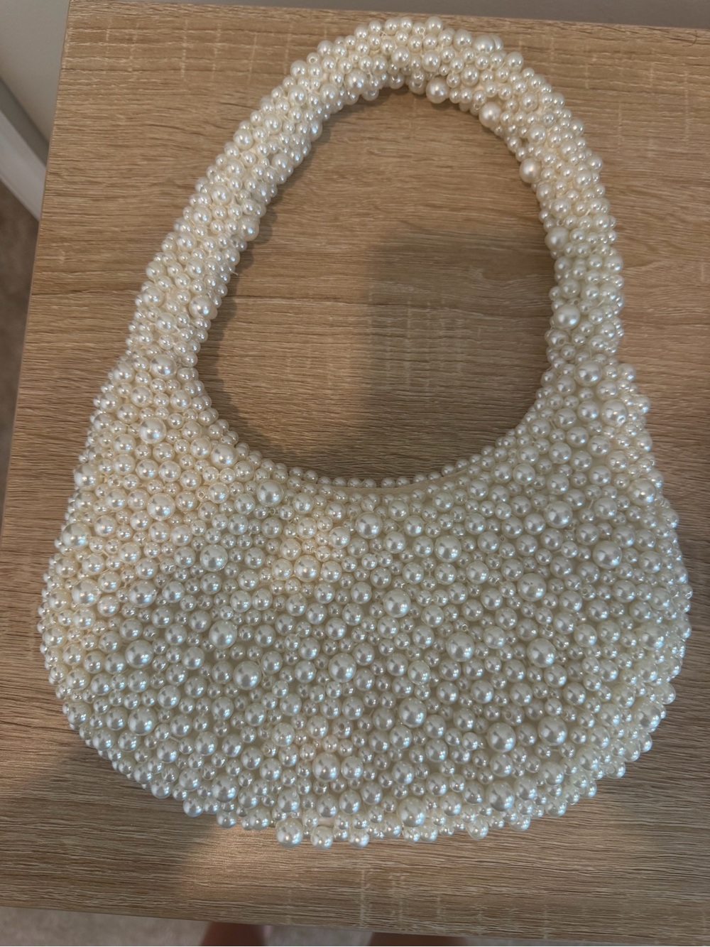 Pearl Beaded Shoulder Bag - Cream